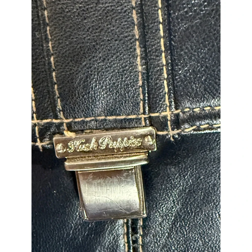 Vtg‎ Hush Puppies Black Leather Shoulder Bag  Y2K 90's Vintage Boho-Western